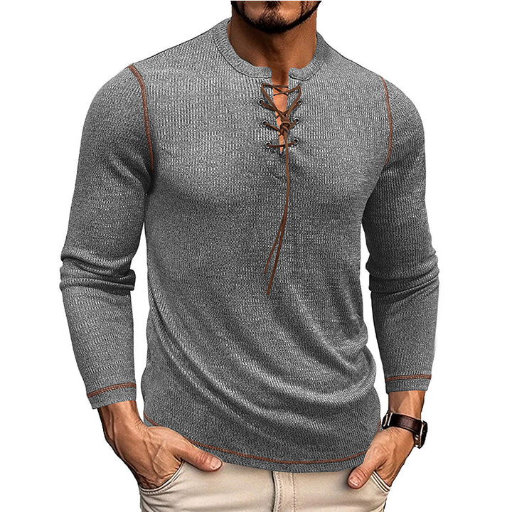 Herren Langarmshirt im modernen Henley-Stil mit Ziernähten Echoarchiv