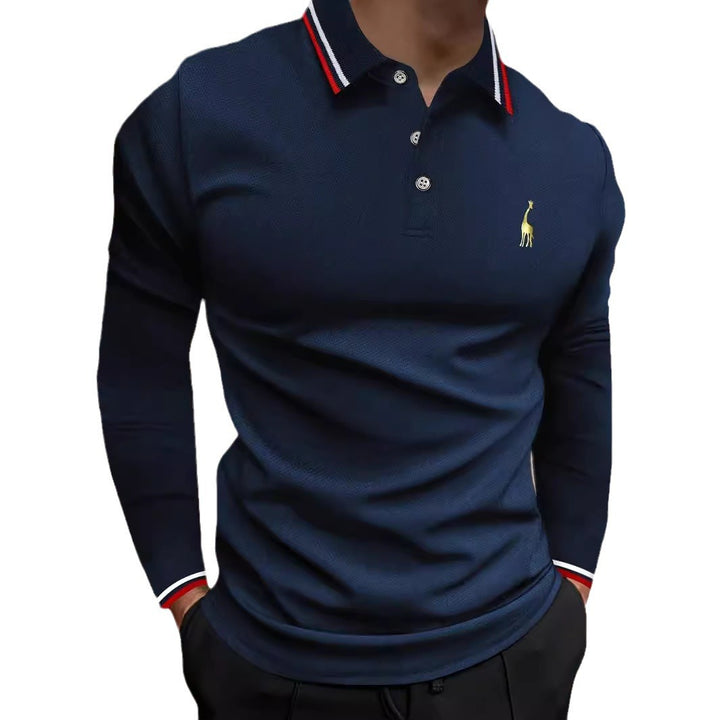 Herren Langarm Poloshirt mit sportivem Kragen und kontrastierenden Bündchen Echoarchiv