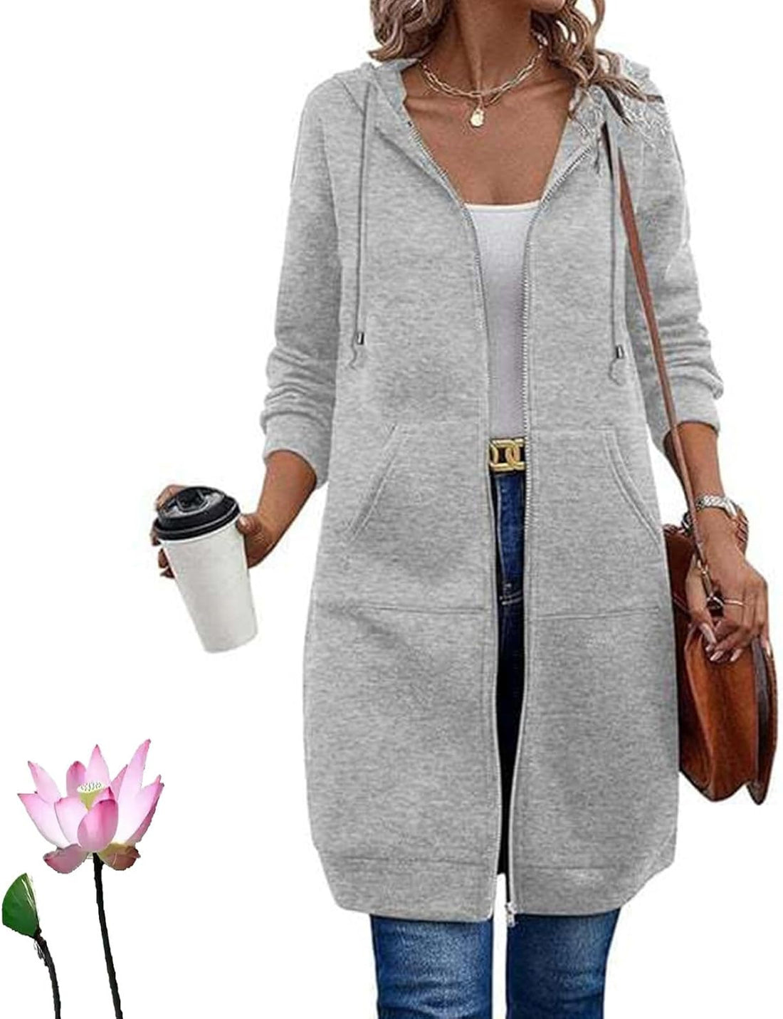 Damen Lässige Langarm Hoodie-Jacke – Auréline