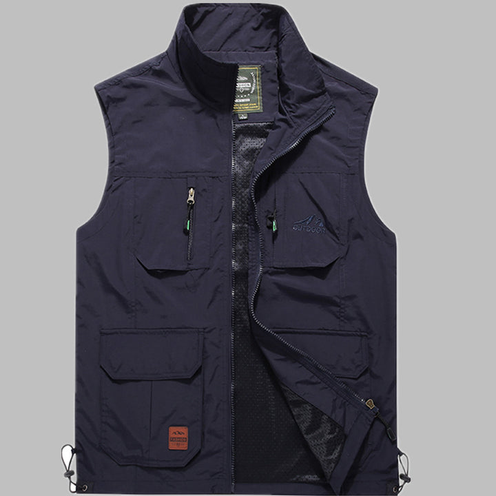 Herren multifunktionale Outdoor‑Utility‑Weste mit Reißverschluss, Mehrfachtaschen und atmungsaktivem Meshfutter Echoarchiv