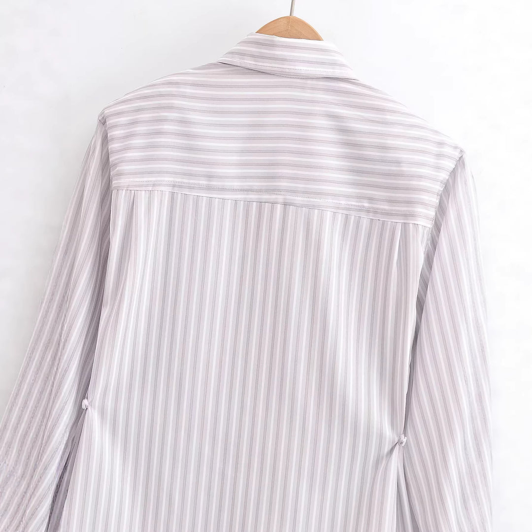 Damen Gestreifte Hemdbluse mit Western‑Yoke und geradem Schnitt Echoarchiv