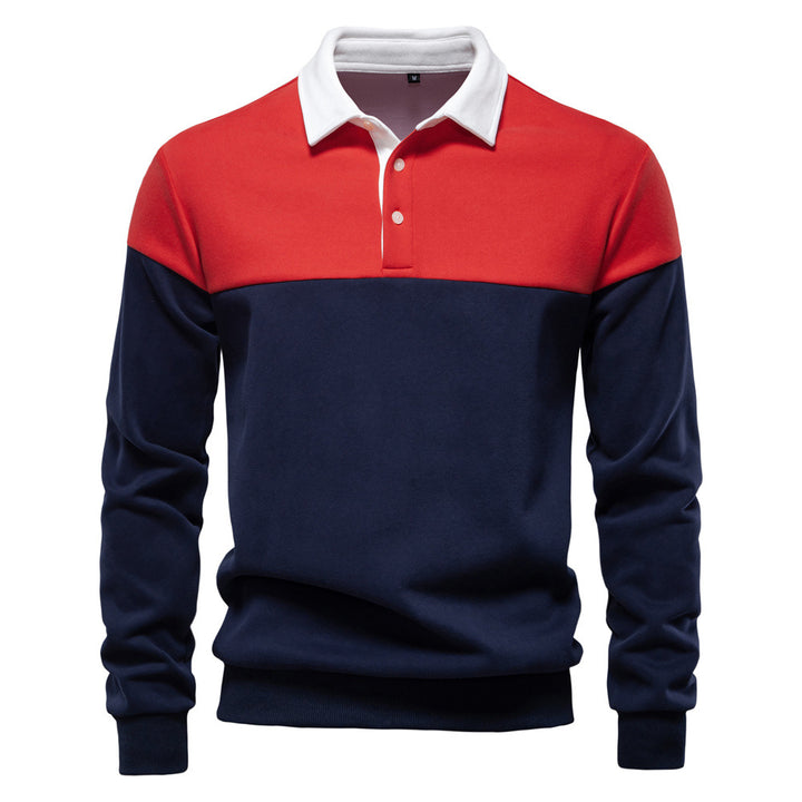 Herren Langarm Poloshirt mit modernen Farbapplikationen und hochwertigem Stoff Echoarchiv