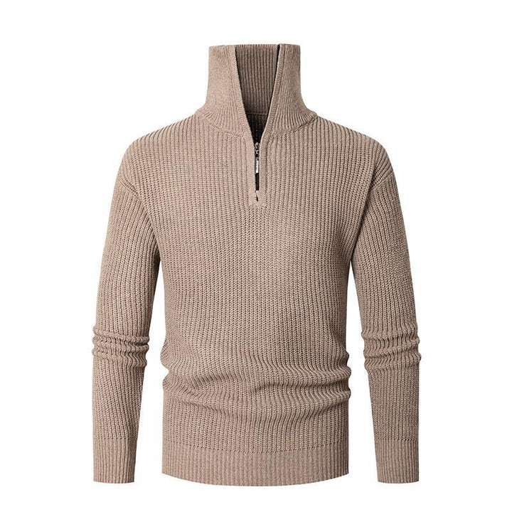 Herren nan strukturierter Halbzip-Pullover mit hohem Kragen, robuster Rippstruktur und elastischen Bündchen Echo Archiv