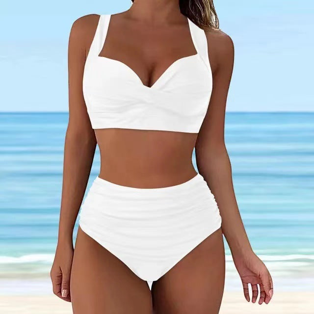Damen Hochtailliertes Bikini-Set mit eleganter Faltenoptik Echo Archiv