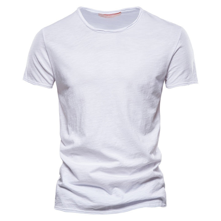 Herren Kurzarm-V-Ausschnitt T-Shirt mit strukturiertem Material Echoarchiv