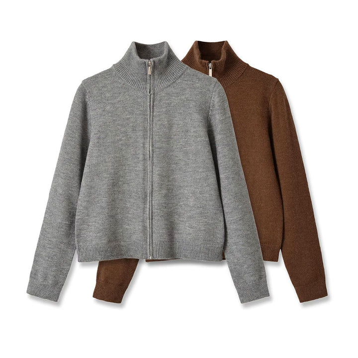 Damen Feinstrick-Zipcardigan mit hohem Stehkragen Echoarchiv