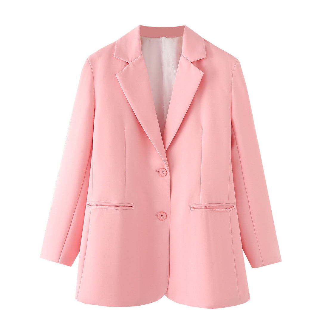 Damen taillierter Oversize-Blazer mit Reverskragen, Knopfverschluss und paspelierten Leistentaschen – Valéne