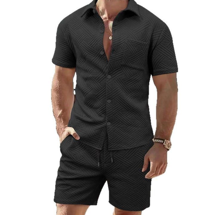 Herren elegantes Kurzarmhemd und Shorts Set mit strukturiertem Design Echoarchiv