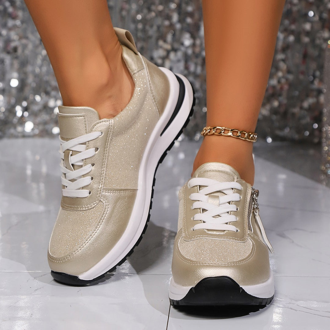 Damen modischer Keil-Sneaker mit seitlichem Reißverschluss gepolstertem Memory-Fußbett und profilierter Laufsohle Echo Archiv
