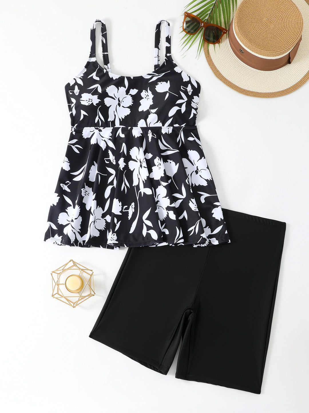 Damen Tankini-Set mit floralem Oberteil und Shorts Echo Archiv