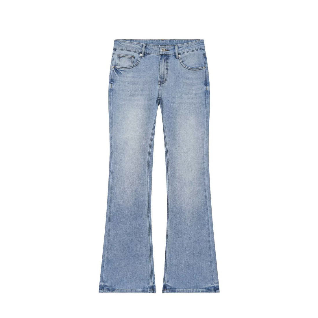 Damen Hochgeschnittene Schlaghose-Jeans mit dezenter Used-Waschung und Fünf-Taschen-Design Echo Archiv