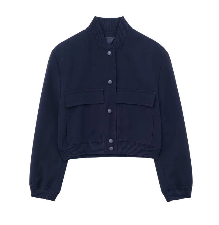 Damen Boxy-Cropped-Jacke im Worker-Look mit Pattentaschen und Rippkragen Echo Archiv