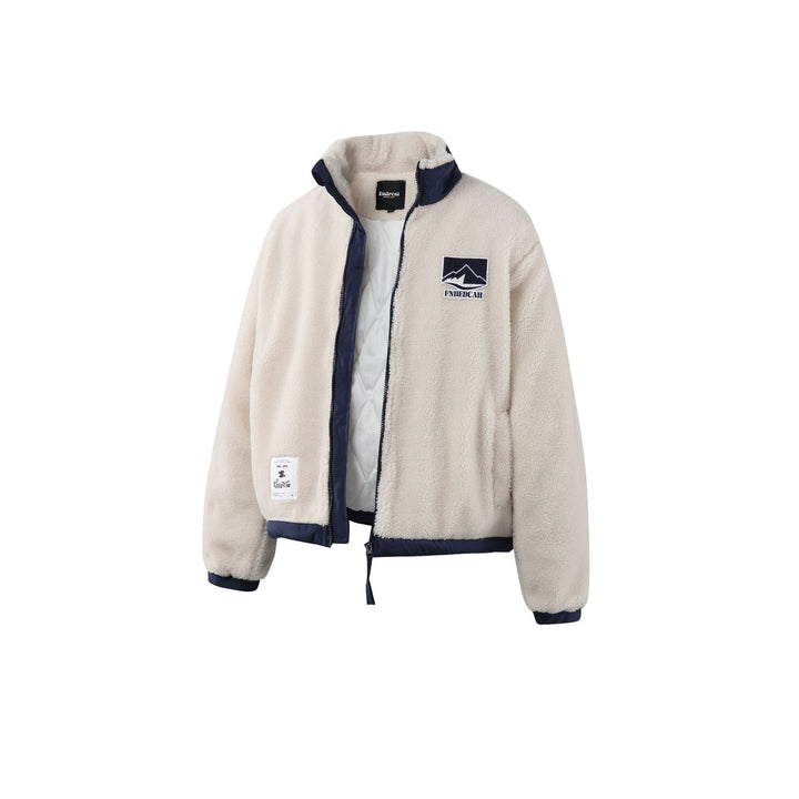 Herren Teddy-Fleecejacke mit Stehkragen, durchgehendem Reißverschluss und Kontrastbesatz Echoarchiv