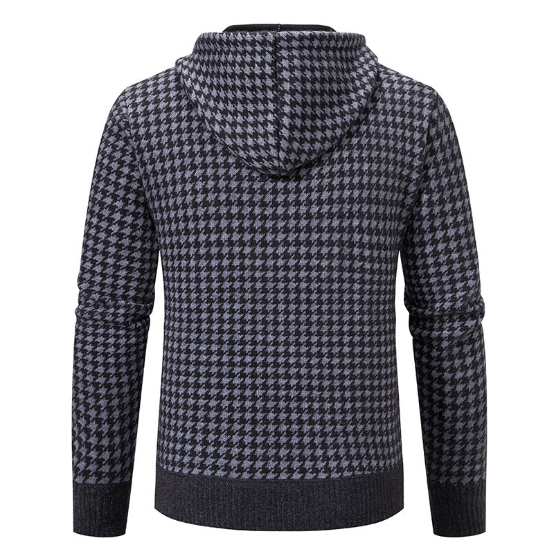 Herren elegante und bequeme Strickjacke mit Kapuze Echoarchiv