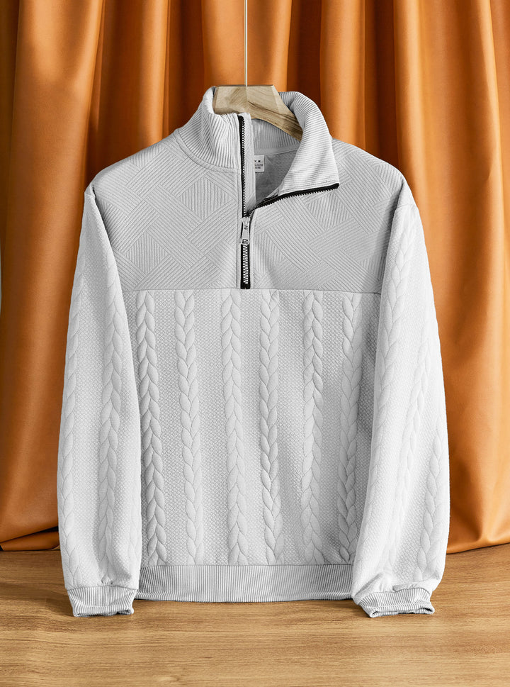 Herren Strickpullover mit hohem Kragen und strukturiertem Design Echoarchiv