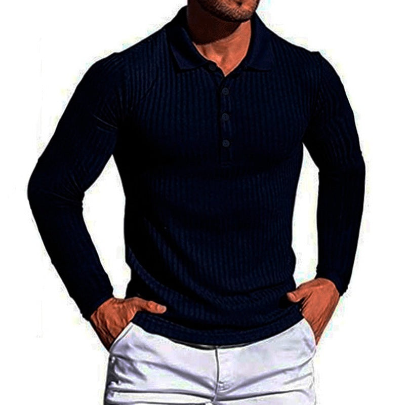 Herren Langarm Poloshirt mit strukturiertem Design Echoarchiv
