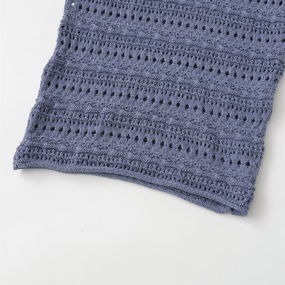 Damen Häkeloberteil mit strukturiertem Design und kurzen Ärmeln Echo Archiv