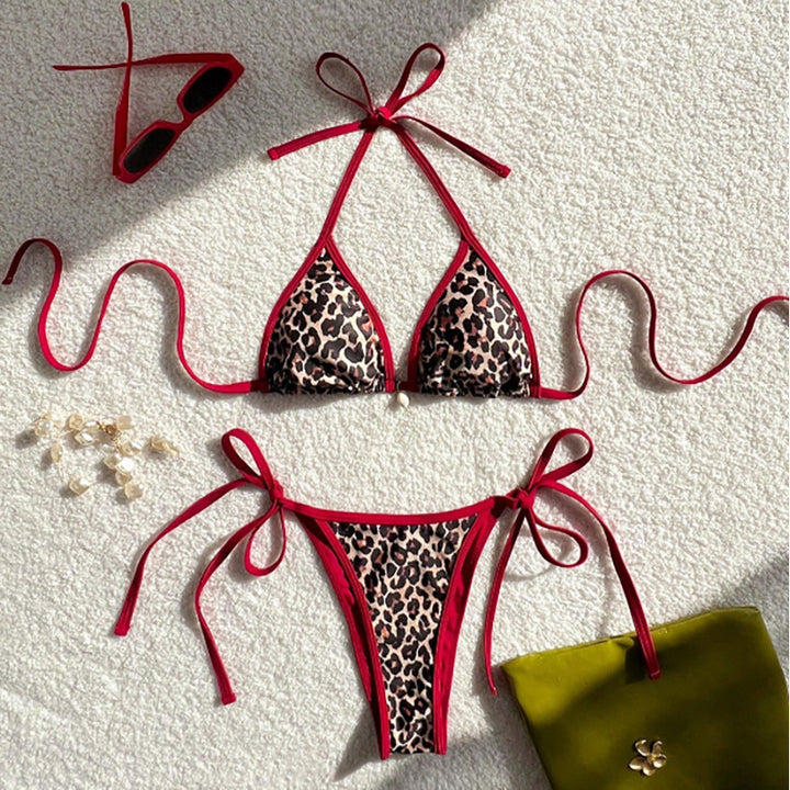 Damen Triangel-Bikini mit animalischem Muster und seitlichen Krawatten Echo Archiv