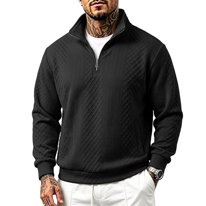 Herren Strukturierter Halbzip-Sweater aus Feinstrick mit Zopfmuster und Eingriffstaschen Echoarchiv
