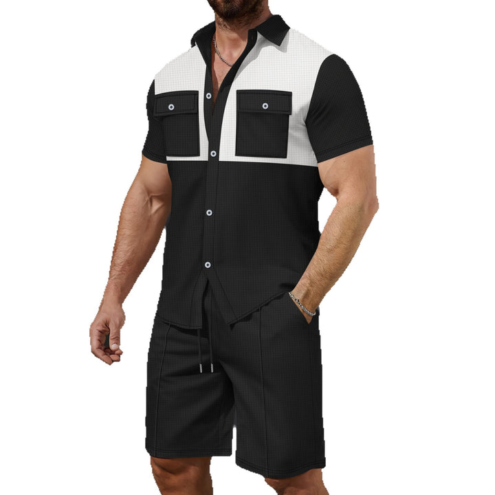 Herren modisches Hemd mit zwei aufgesetzten Taschen und kontrastierenden Details Echoarchiv