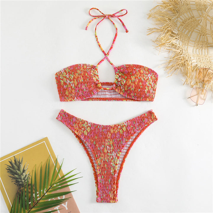 Damen Bikini-Set mit fröhlichem Wickeldesign und elastischem Bund Echo Archiv