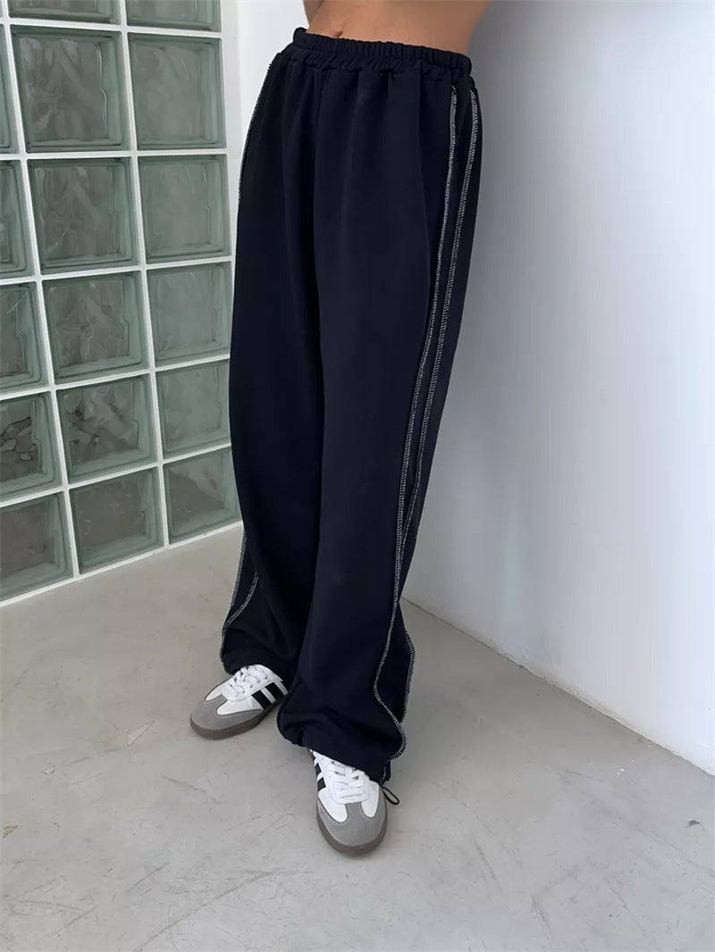 Damen locker sitzende High-Waist Sweatpants mit weitem Bein und elastischem Bund – Avérine