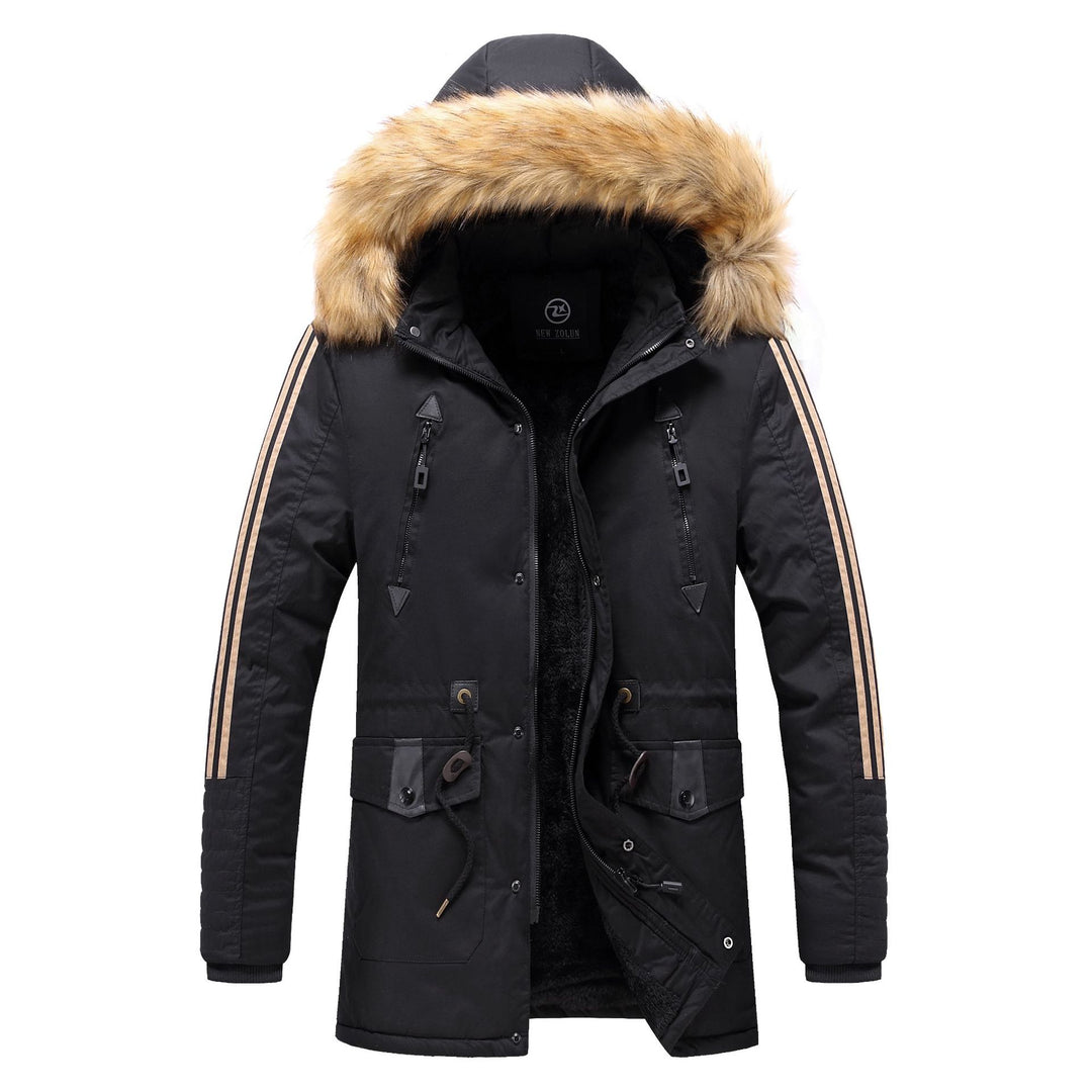 Herren Moderne Parkajacke mit abnehmbarem Kunstfellkragen Echo Archiv