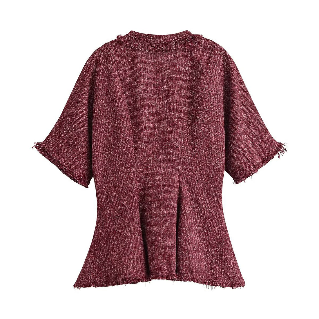 Damen Tweed-Kimonojacke mit Fransenbesatz und dekorativem Bindeschal Echo Archiv