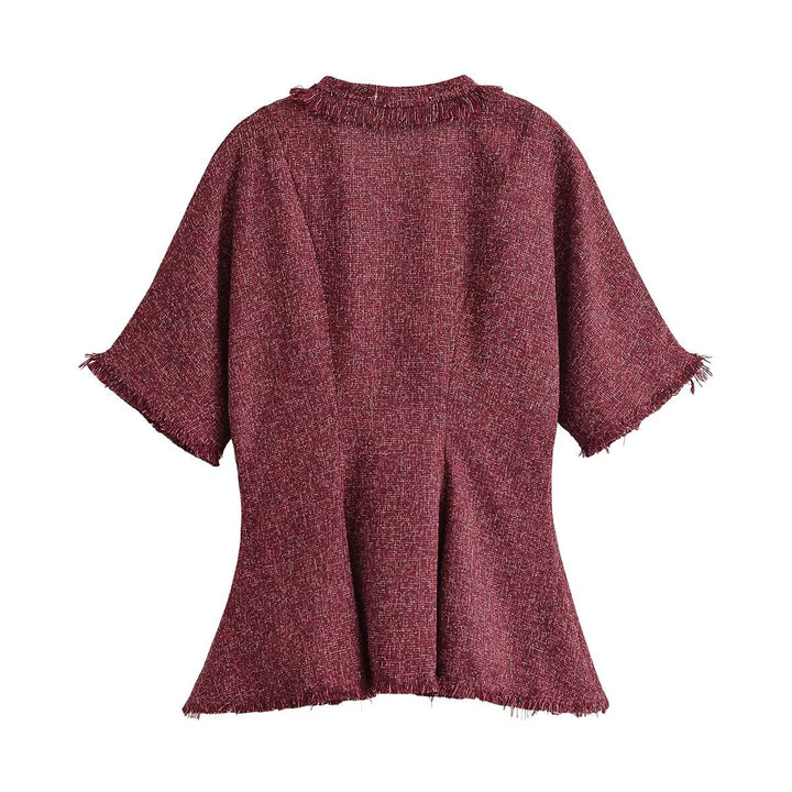 Damen Tweed-Kimonojacke mit Fransenbesatz und dekorativem Bindeschal Echo Archiv