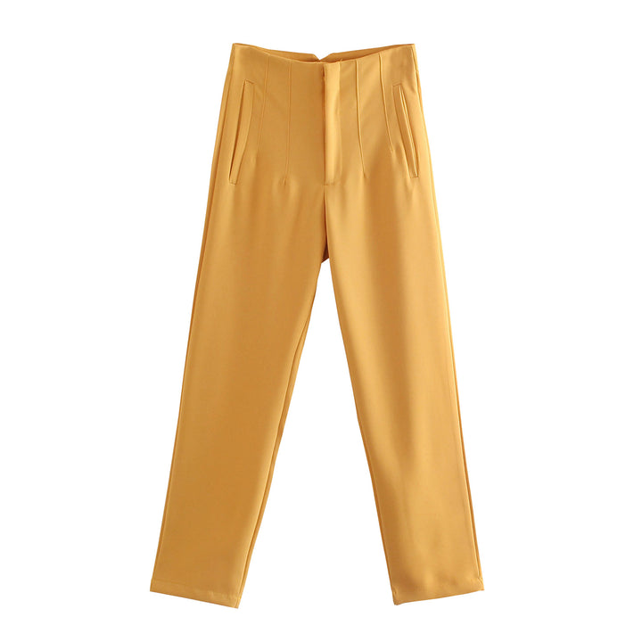 Damen Hochtaillierte tapered Anzughose mit Bügelfalte und Paspeltaschen Echo Archiv