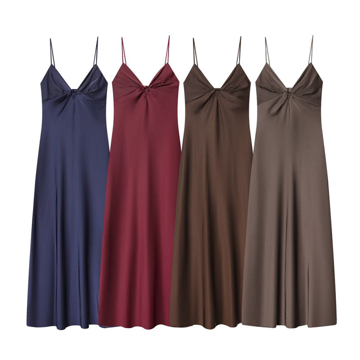 Damen Maxikleid mit elegantem Wasserfallausschnitt und zarter Drapierung Echo Archiv