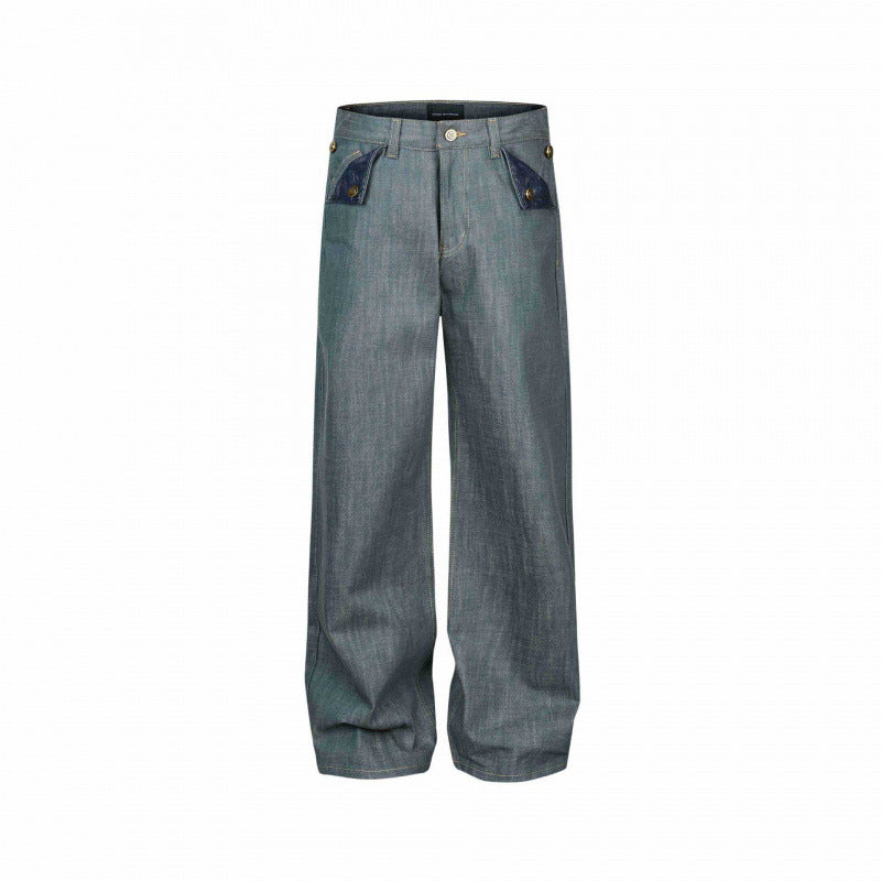 Damen Weite High‑Waist Jeanshose mit aufgesetzten Klappen‑Taschen und weitem Bein Echo Archiv
