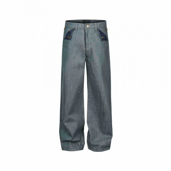 Damen Weite High‑Waist Jeanshose mit aufgesetzten Klappen‑Taschen und weitem Bein Echo Archiv