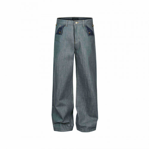 Damen Weite High‑Waist Jeanshose mit aufgesetzten Klappen‑Taschen und weitem Bein Echo Archiv
