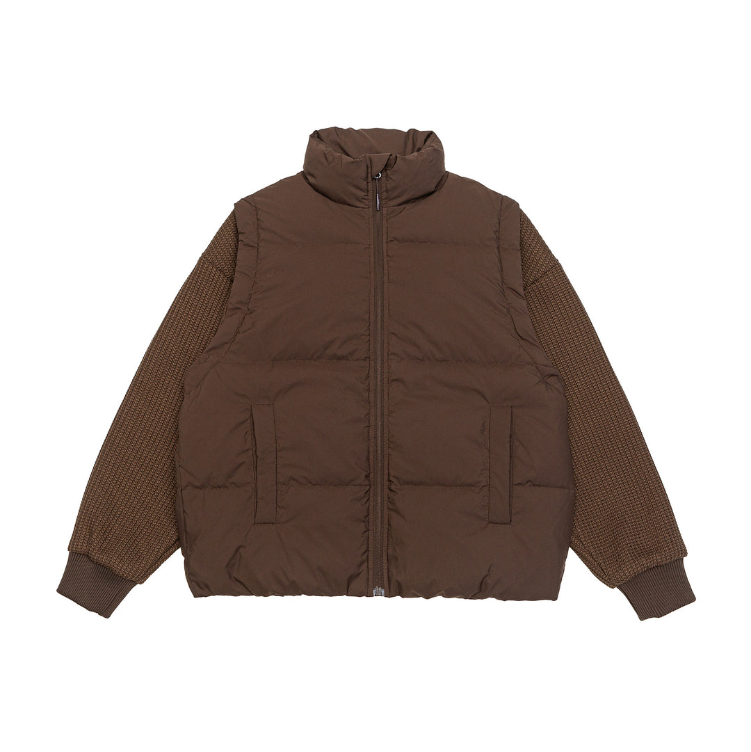 Herren Gefütterte Hybrid‑Steppjacke mit Strickärmeln und hohem Stehkragen Echoarchiv
