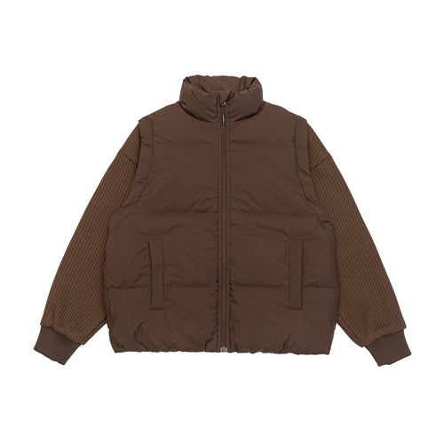 Herren Gefütterte Hybrid‑Steppjacke mit Strickärmeln und hohem Stehkragen Echoarchiv