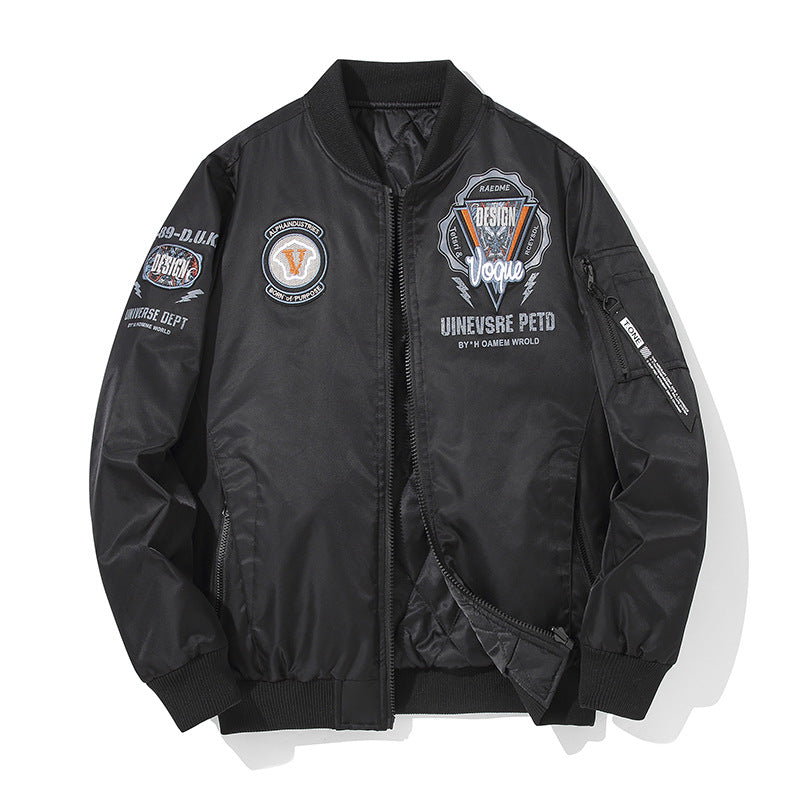 Men's urban patched utility zip-up bomber with sleeve pen pocket – Brevano