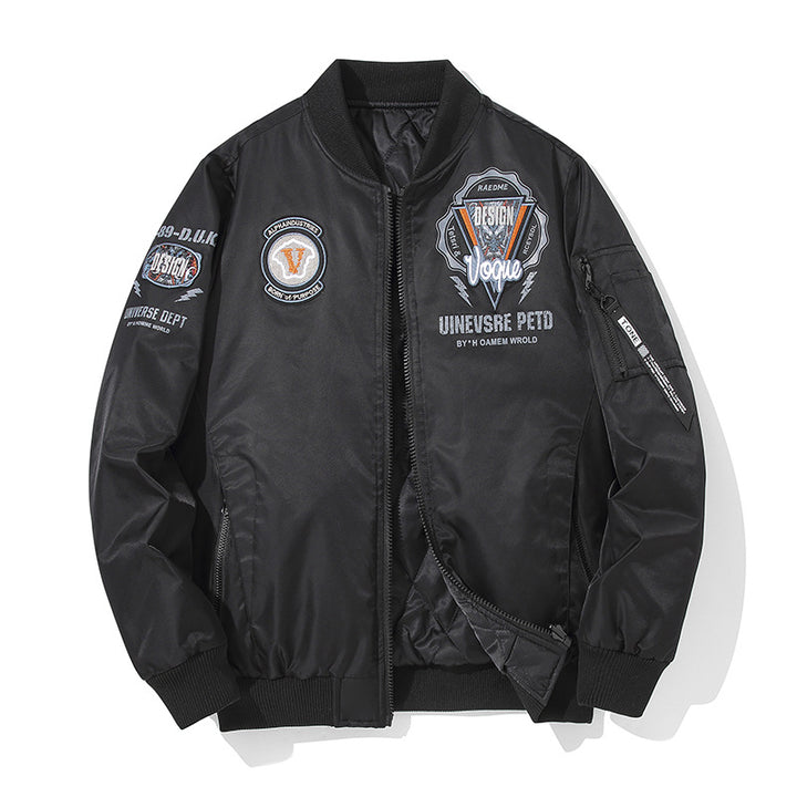 Men's urban patched utility zip-up bomber with sleeve pen pocket – Brevano