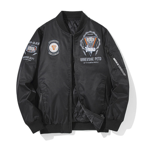 Men's urban patched utility zip-up bomber with sleeve pen pocket – Brevano