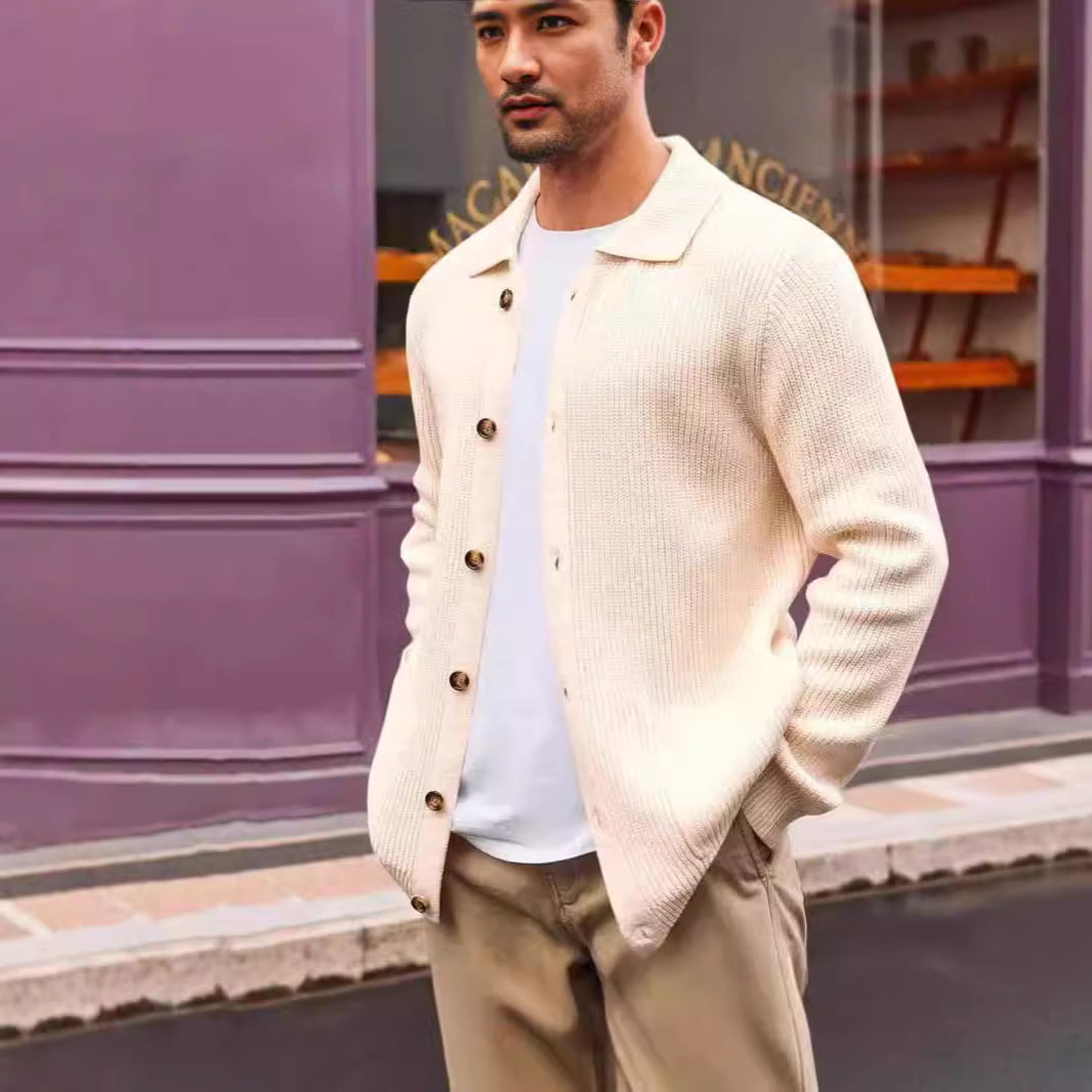 Herren Strickjacke mit großflächiger Rippstruktur und praktischen Taschen Echoarchiv