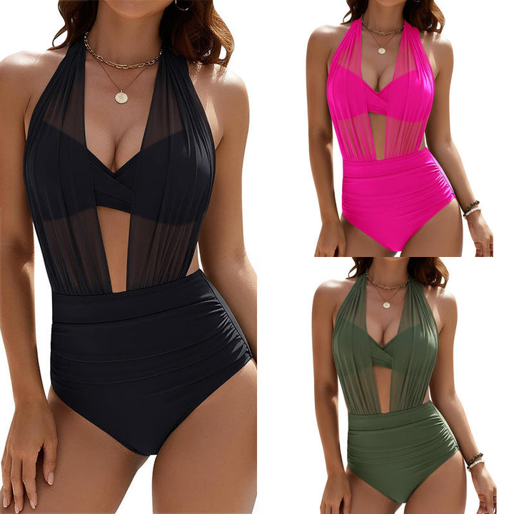 Damen Einteiliger BadEchoarchivnzug mit verführerischem Schnitt und eleganten Transparentdetails Echoarchiv