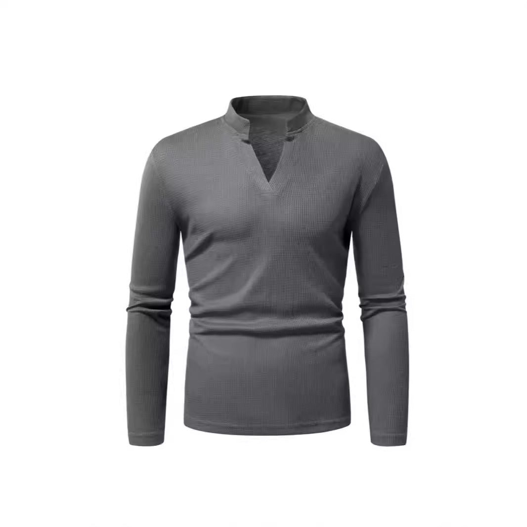 Herren Langarmshirt mit modernem Stehkragen und strukturiertem Design Echoarchiv