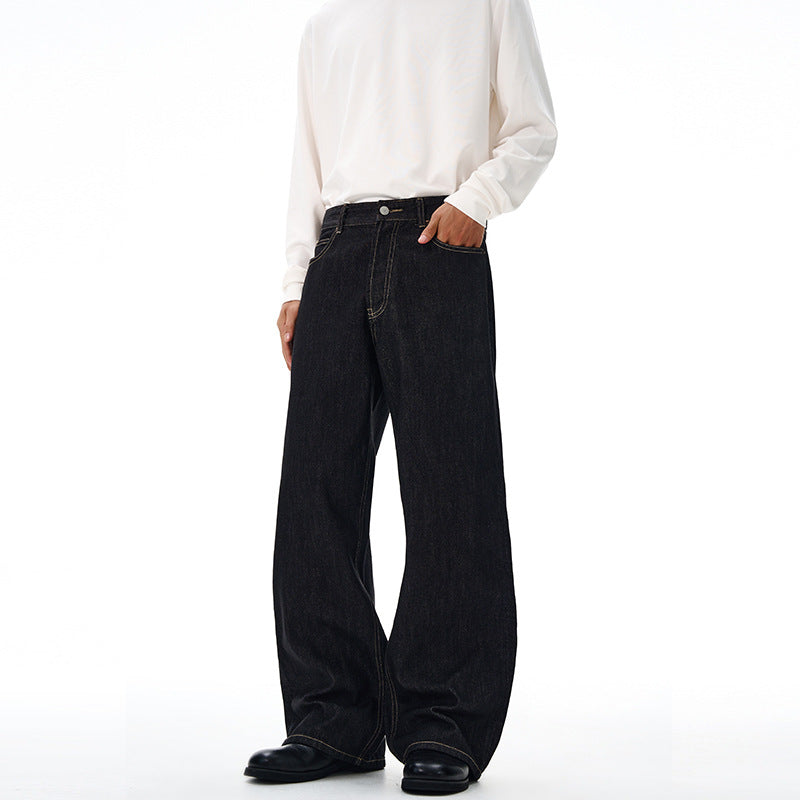 Herren Weite gerade geschnittene Selvedge-Denimhose mit Umschlag Echo Archiv