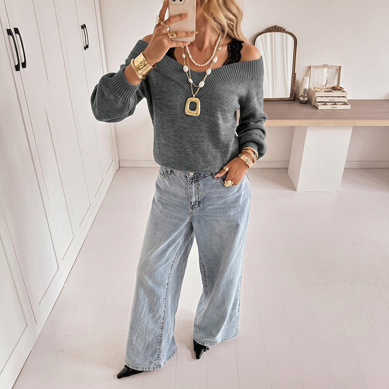Damen Luftiger Pullover mit Off-Shoulder-Ausschnitt Echo Archiv