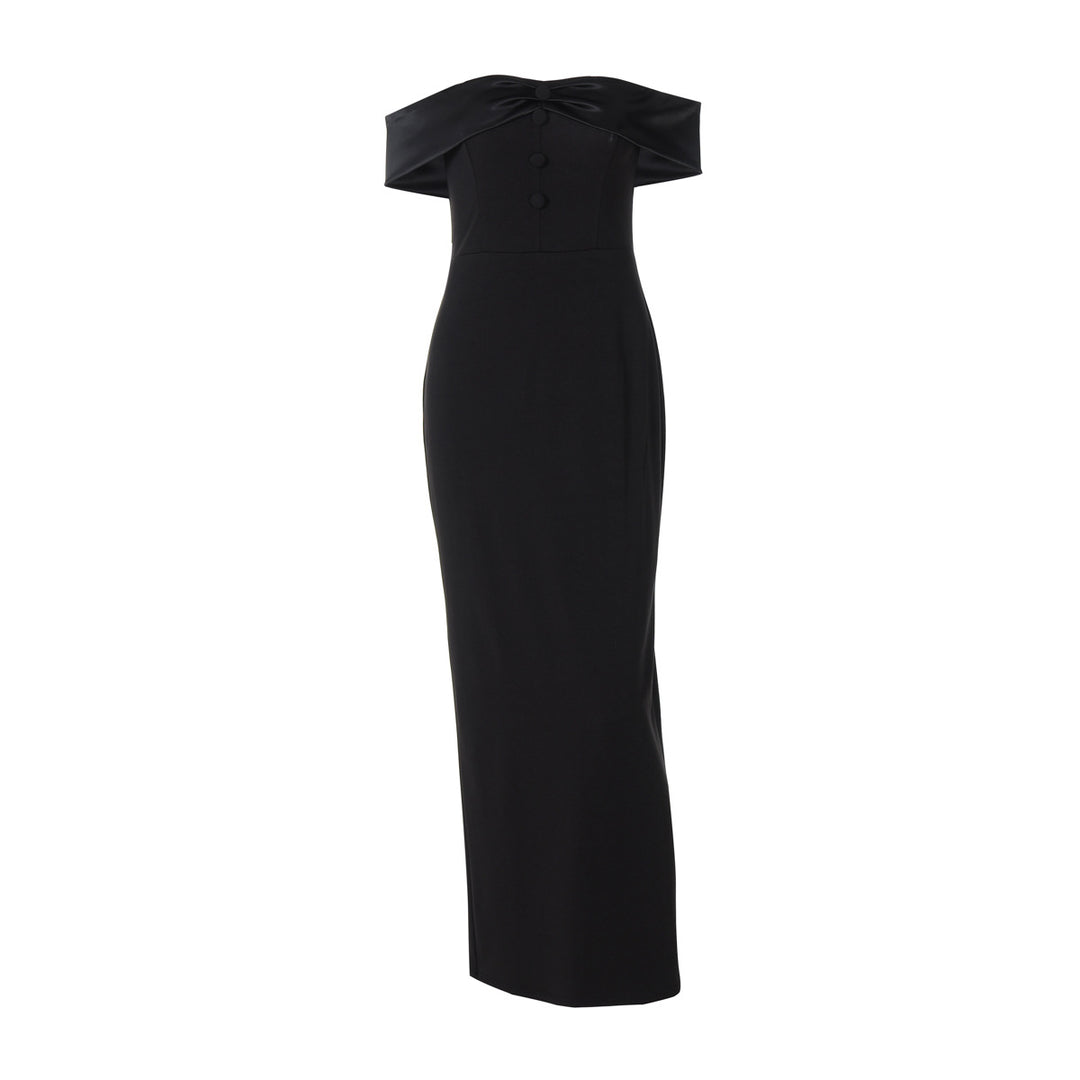 Damen Damenhaftes Maxi-Kleid mit off-shoulder Design und eleganten Knopfdetails Echo Archiv