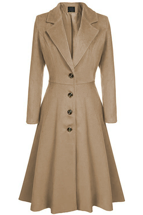 Damen Eleganter Wollmantel mit tailliertem Schnitt und langen Ärmeln – Montévia