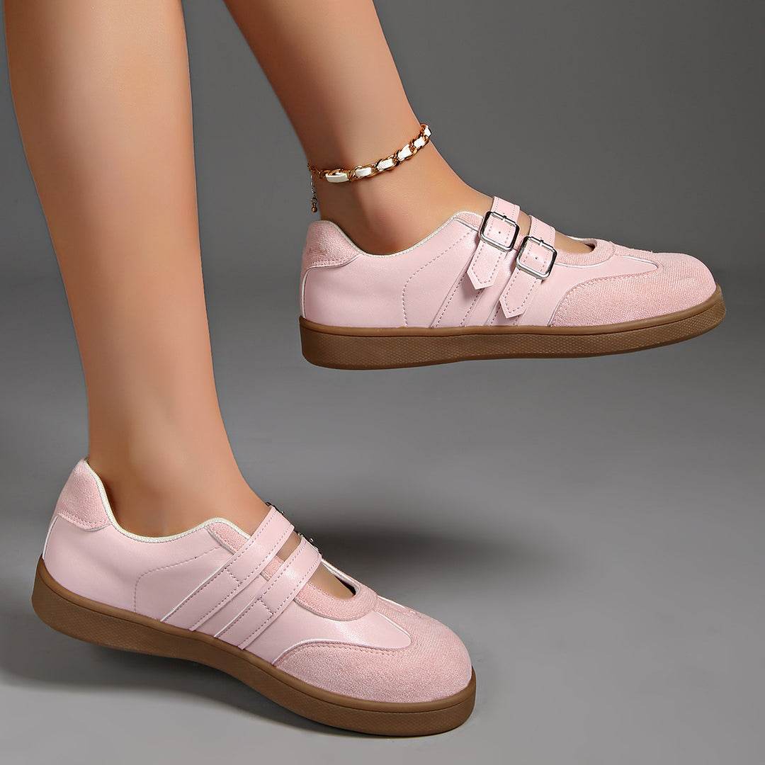 Damen Retro-inspirierte Mary-Jane-Sneaker mit doppeltem Schnallenriemen und ergonomischer Gummisohle – Névara