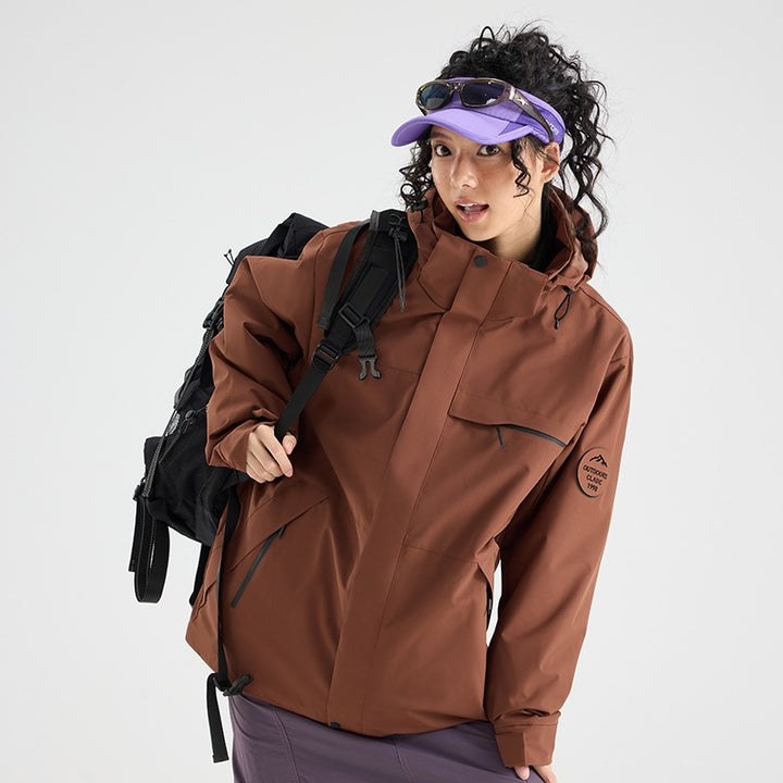 Herren Wasserdichte Outdoor-Softshelljacke mit Kapuze, hohem Stehkragen & Reißverschlusstaschen Echoarchiv