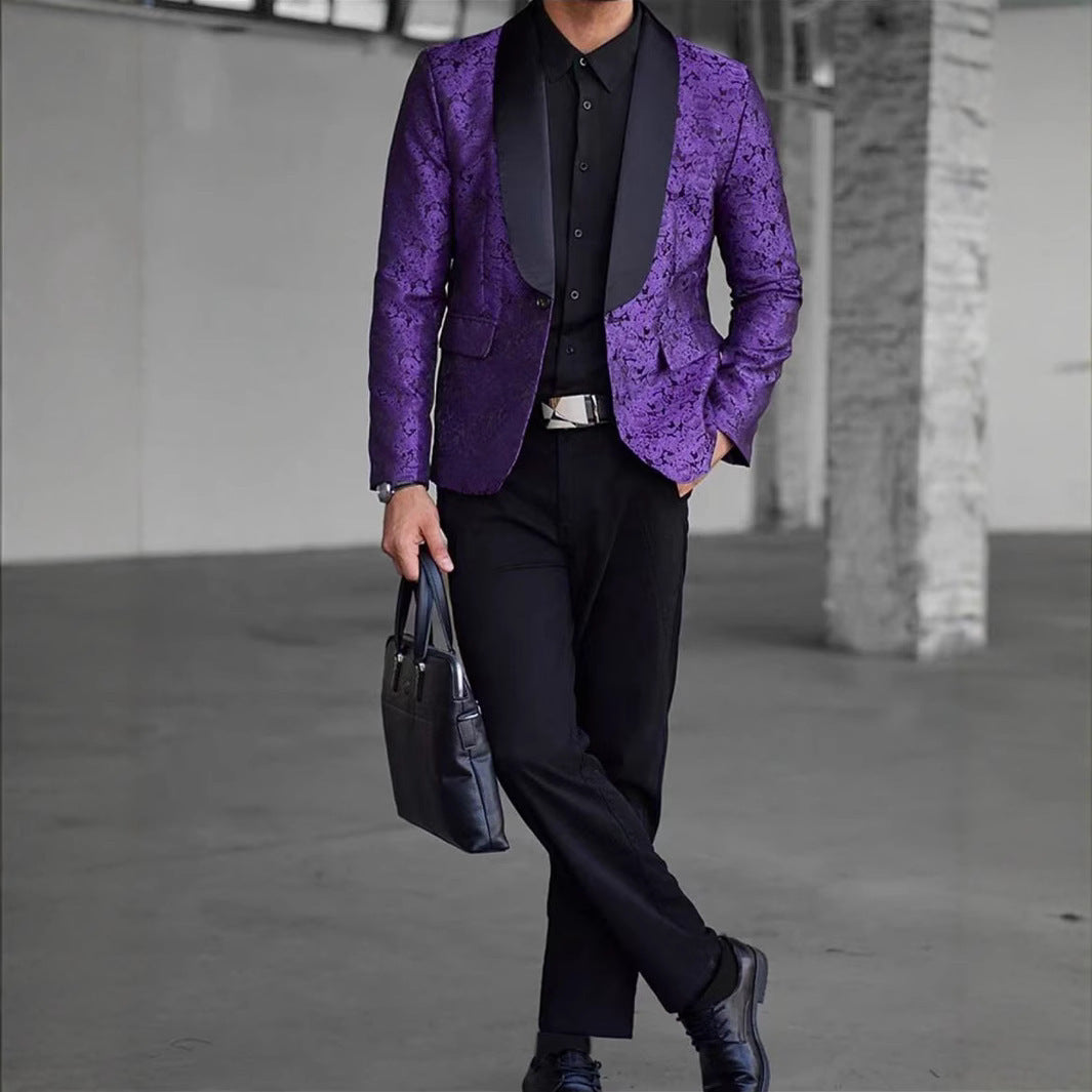 Herren eleganter Paillettenblazer mit floralem Design und schimmernder Oberfläche Echoarchiv