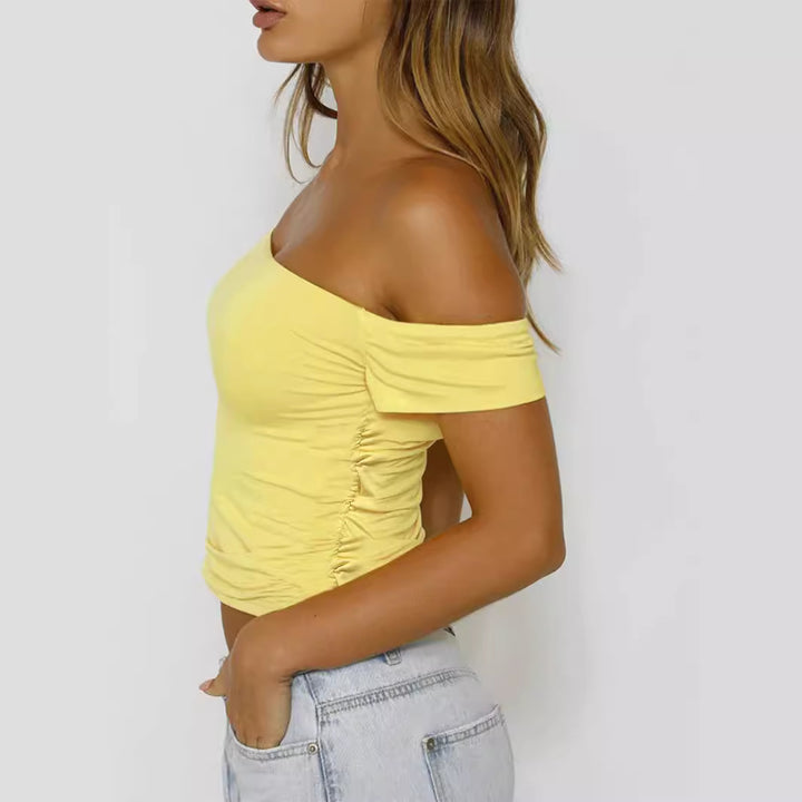 Damen Off-Shoulder Crop-Top mit Raffung Echo Archiv
